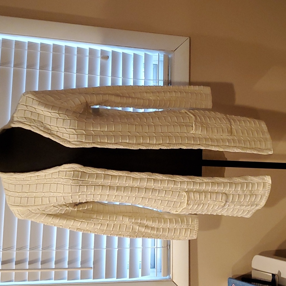 Women's Open Cardigan Size M, Ivory, Leo & Nicole